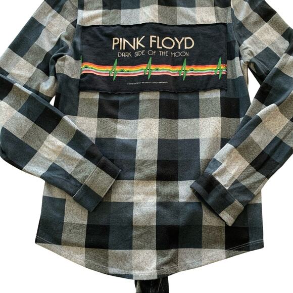 Via Penny Lane Reworked Apparel | Pink Floyd Plaid Button Up Shirt Small - Picture 6 of 10